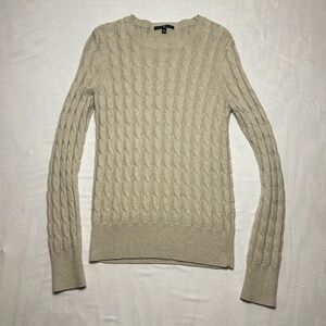 Vintage Gap Sweater Womens M Beige Fisherman Angora Blend Cable Knit